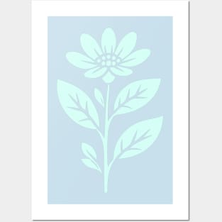 Elegant Teal Flower Posters and Art